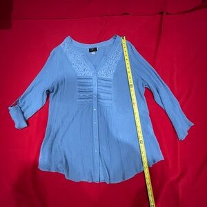 Motherhood Blue Blouse with Lace Detail